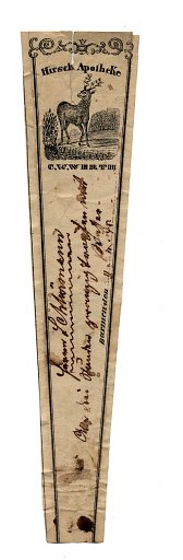 Prescription Label, Hirsch Apotheke