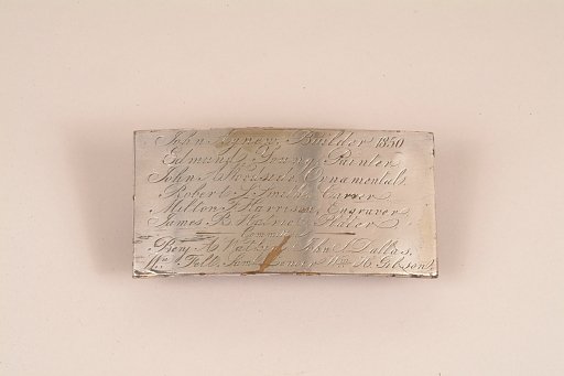 Fire Engine Plate, "John Agnew, Builder"