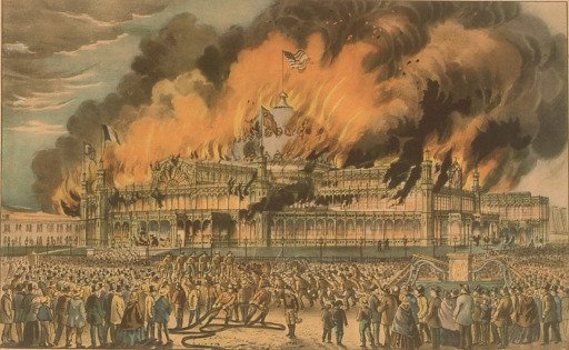 Lithograph, "Burning of the New York Crystal Palace"