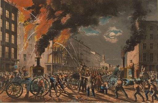 Lithograph, "The Life of the Fireman Series - The new era"