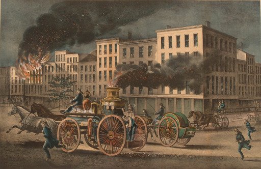 Lithograph, "The Life of the Fireman Series - The Metropolitan System"