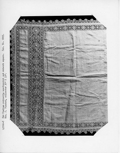 Linen Towel With Reticella Insertion and Bobbin Lace Edging