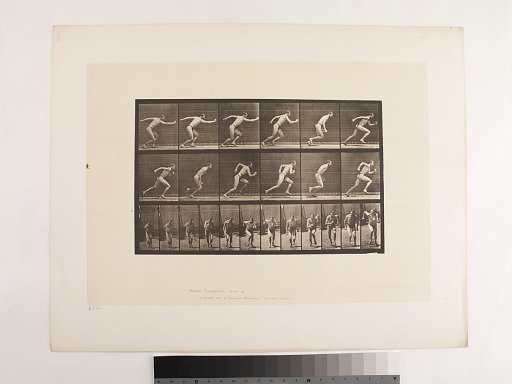 "Animal Locomotion. Plate 59."; Male, Starting for a run (shoes)