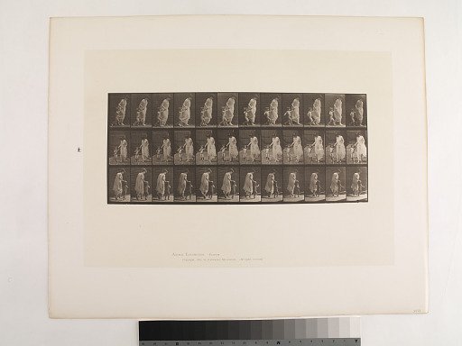 "Animal Locomotion. Plate 72."; Female, Running leading child