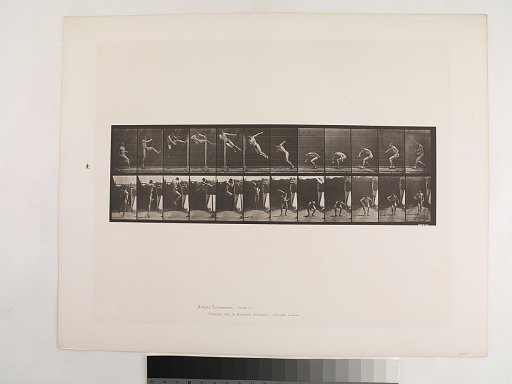 "Animal Locomotion. Plate 158."; Male, Jumping; running twist high jump (shoes)