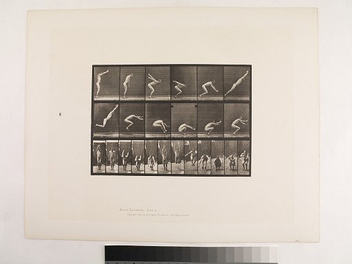 "Animal Locomotion. Plate 163."; Male, Jumping; standing broad jump (shoes)