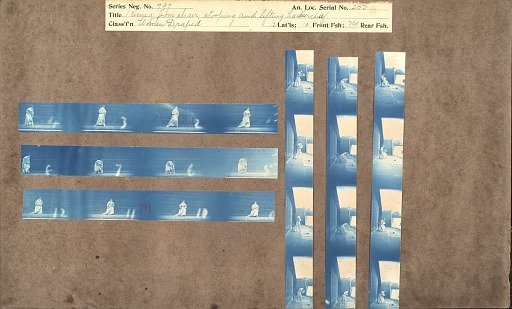 Rising from chair, stooping and lifting handkerchief