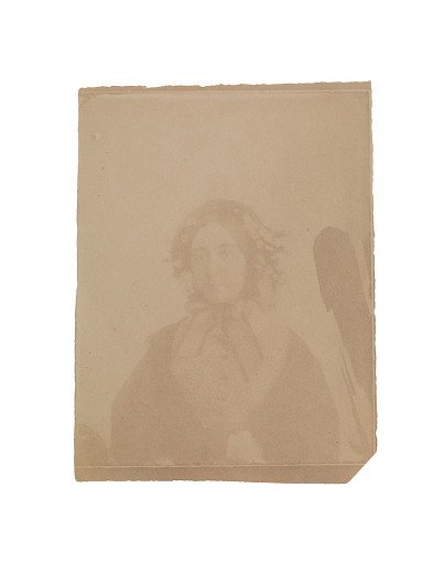 Portrait of a young woman wearing a bonnet with flowers