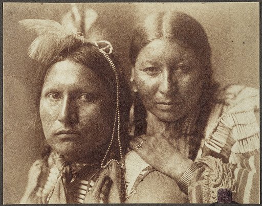 Platinum Portrait of American Horse and wife, Sioux Indians, by Gertrude Kasebier