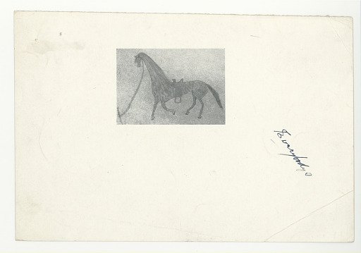 Drawing of a horse with saddle
