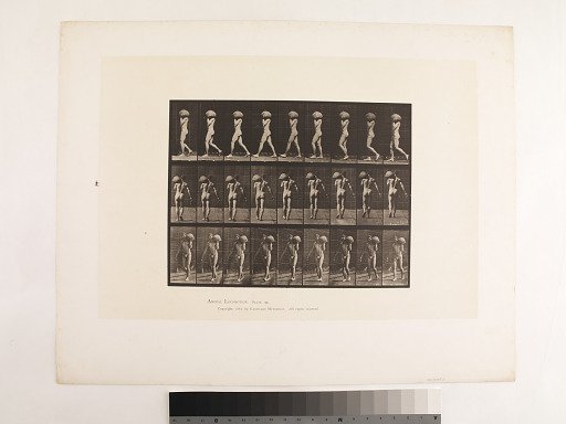 "Animal Locomotion. Plate 26."; Male, Walking, carrying 75-lb. stone on left shoulder