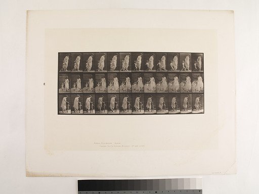 "Animal Locomotion. Plate 72."; Female, Running leading child (70) hand in hand