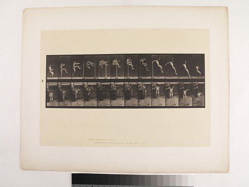 "Animal Locomotion. Plate 152."; Male, Jumping; running straight high jump (shoes)
