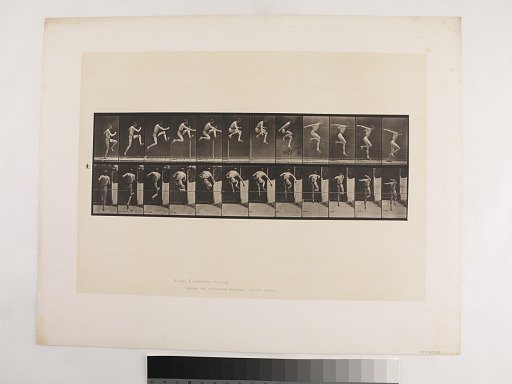 "Animal Locomotion. Plate 153."; Male, Jumping; running straight high jump (shoes)