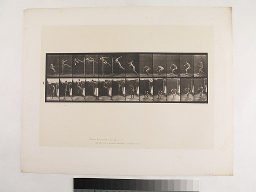 "Animal Locomotion. Plate 158."; Male, Jumping; running twist high jump (shoes)