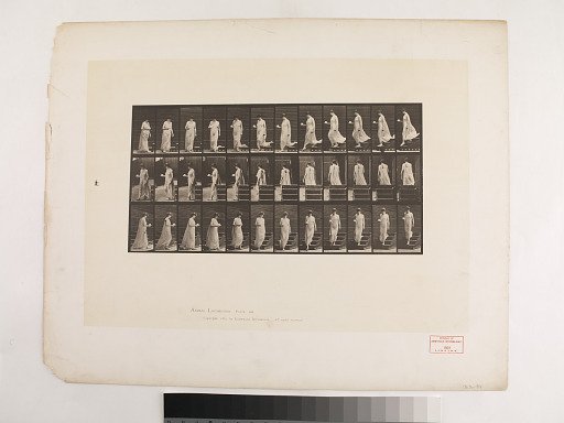 "Animal Locomotion. Plate 143."; Female, Descending stairs turning cup and saucer in right hand
