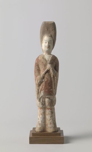 Tomb figure in the shape of a woman with a flute[?]