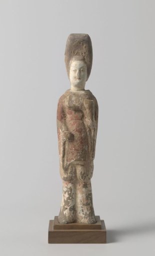 Tomb figure in the shape of a woman with an instrument