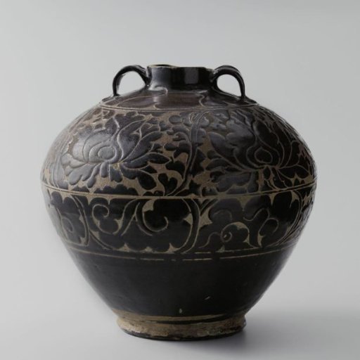 Ovoid jar with carved floral scrolls