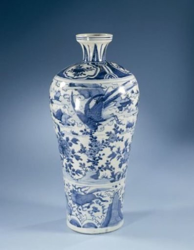 Vase with pheasants and horses in landscapes