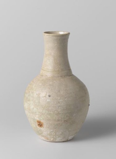 Ovoid bottle with a green glaze
