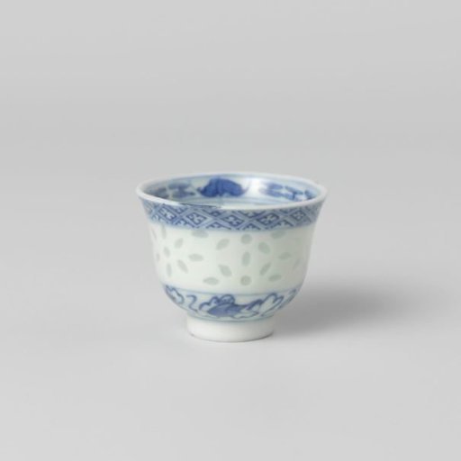 Bell-shaped cup with flower sprays, symbols and translucent dots