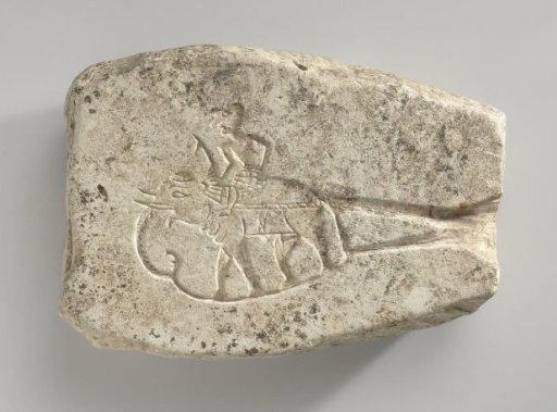 Mould Showing a Man on an Elephant and a Woman on a Makara (reverse)