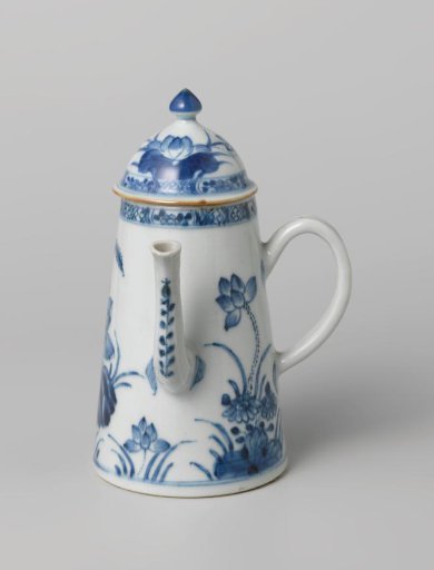 Conical coffee pot with flowering lotus