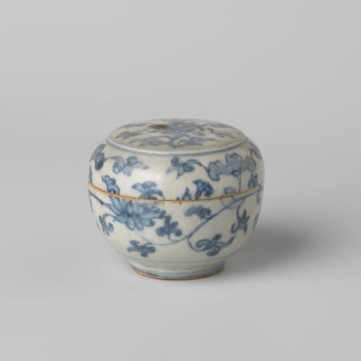 Round box with lotus scrolls