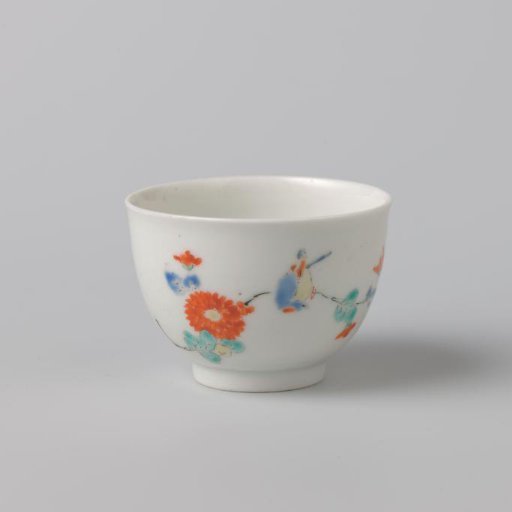 Round Cup with Flower Spray and Bird