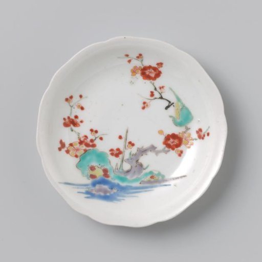 Lobed Saucer with Flower Spray and Bird