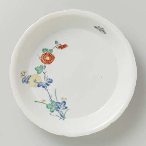 Scalloped dish with chrysanthemum and butterfly