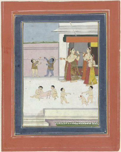 Three Women and Playing Children with Krishna