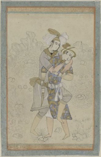 Two Young Men in an Erotic Embrace