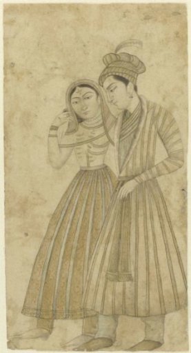 Miniature with a representation of a standing couple in love