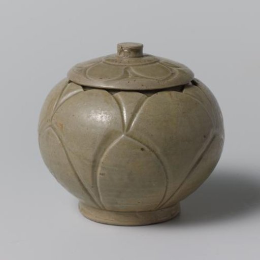 Covered jar with incised flowerpetals