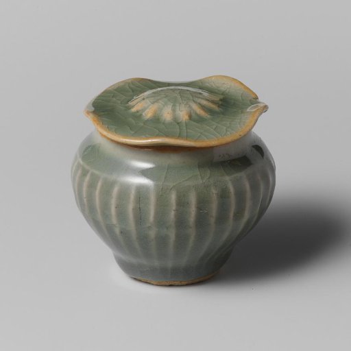 Covered jar with fluted sides