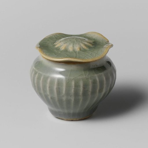 Covered jar with fluted sides