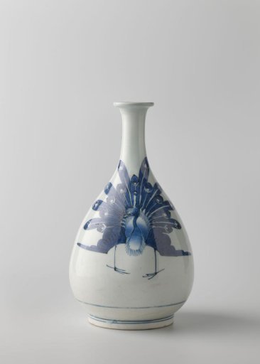 Bottle with peacock and bamboo