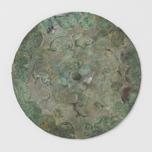 Mirror with scalloped edge, four birds and arabesques
