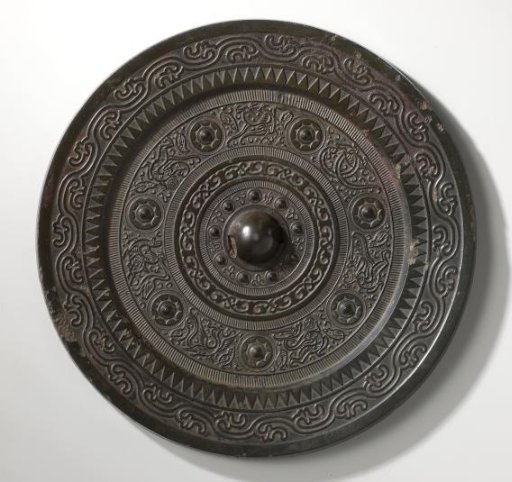 Mirror with Ornamental Bands and Rosettes