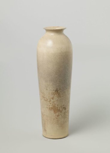 Tall vase with a crackled cream-colored glaze