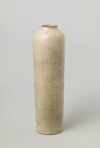 Tall vase with a crackled cream-colored glaze