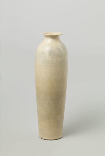 Tall vase with a crackled cream-colored glaze