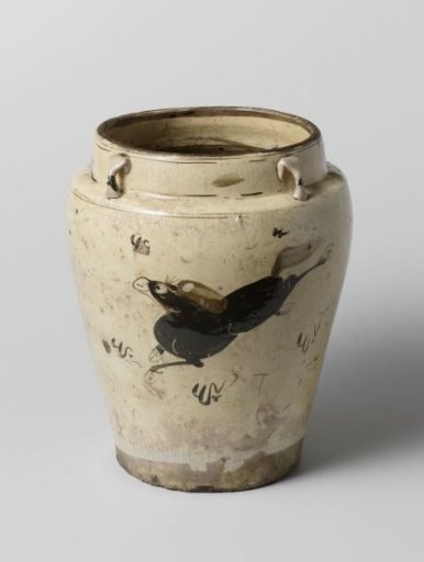 Jar with a running horse and a flower spray