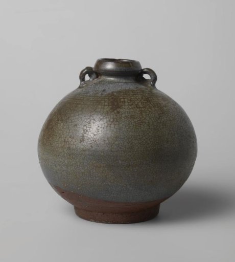 Round-bodied jar with greyish green glaze
