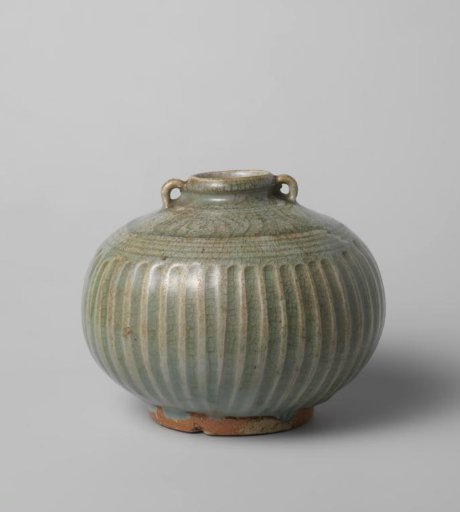 Fluted jar with incised ornamental borders