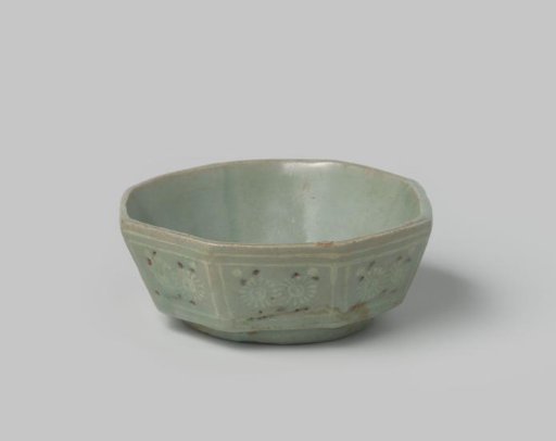 Octagonal container with flowers