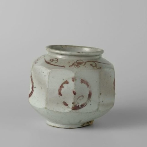 Decagonal vase with medallions and floral scrolls