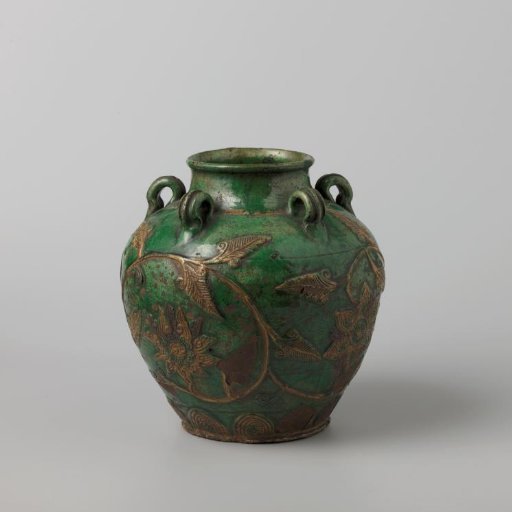 Ovoid jar 'Tradescant' with lotus scrolls in relief